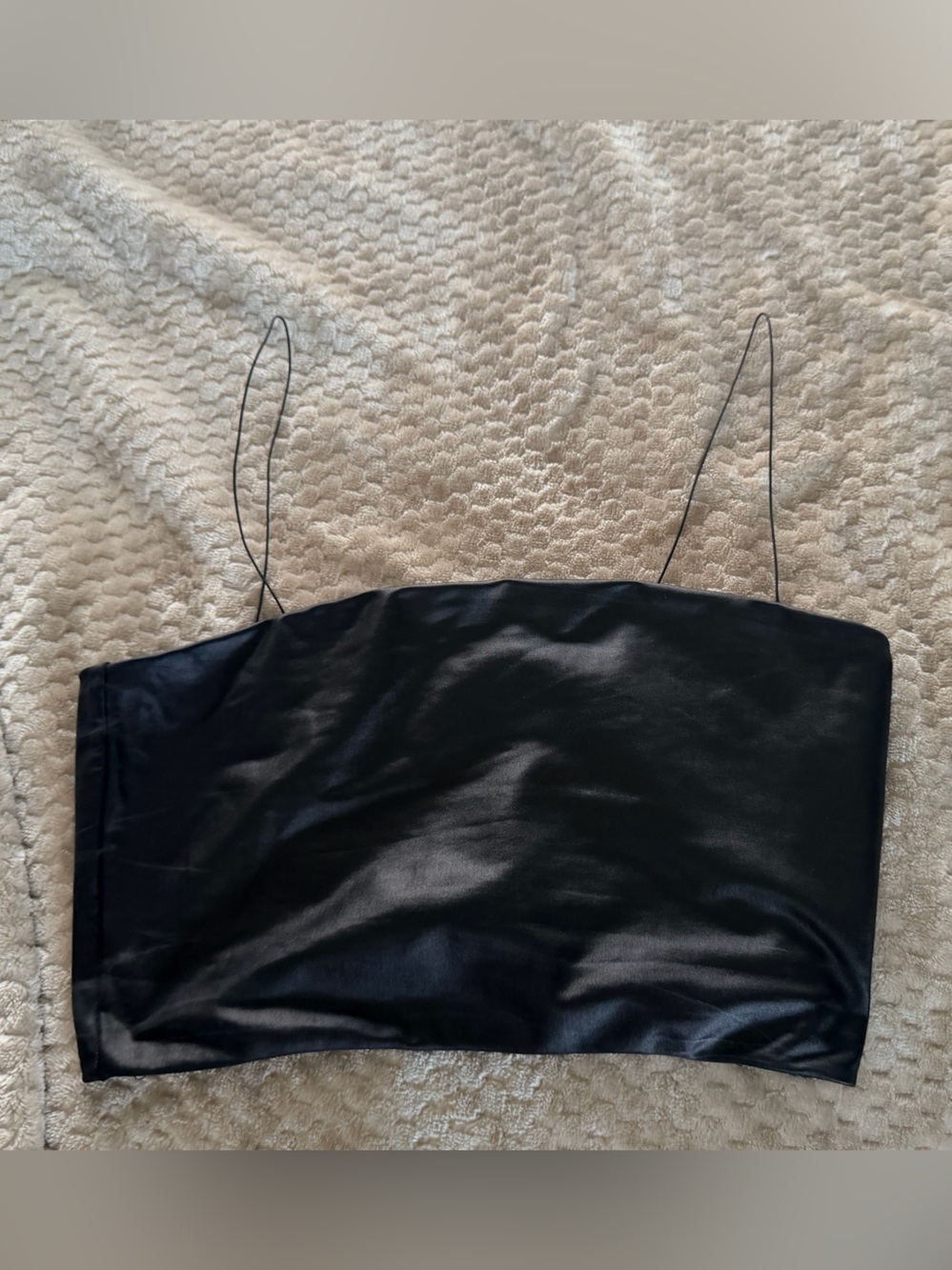 Sorella Black leather spandex crop top